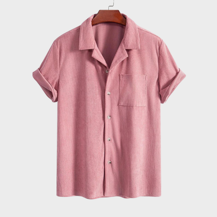 Men's relaxed fit Cuban collar shirt, short sleeve, designed for comfort, perfect casual resort wear.