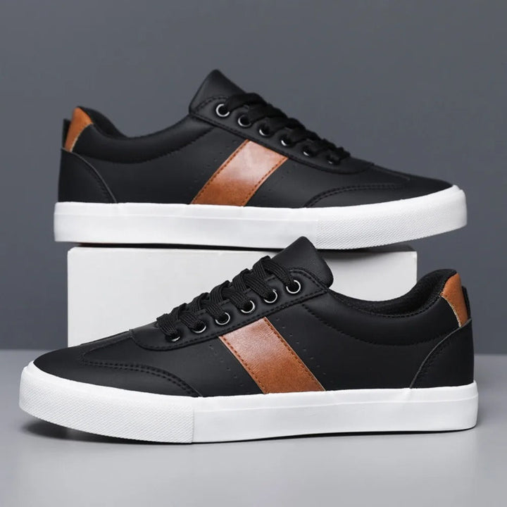 White men's everyday sneakers, offering versatile style & athletic casual comfort.