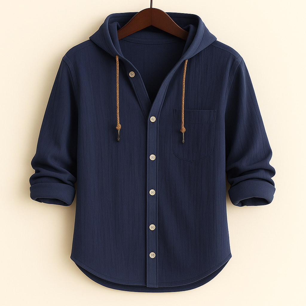 Men's casual hoodie shirt in a relaxed fit for breathable, comfortable everyday wear.