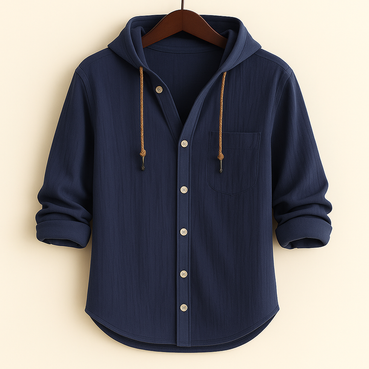 Men's casual hoodie shirt in a relaxed fit for breathable, comfortable everyday wear.