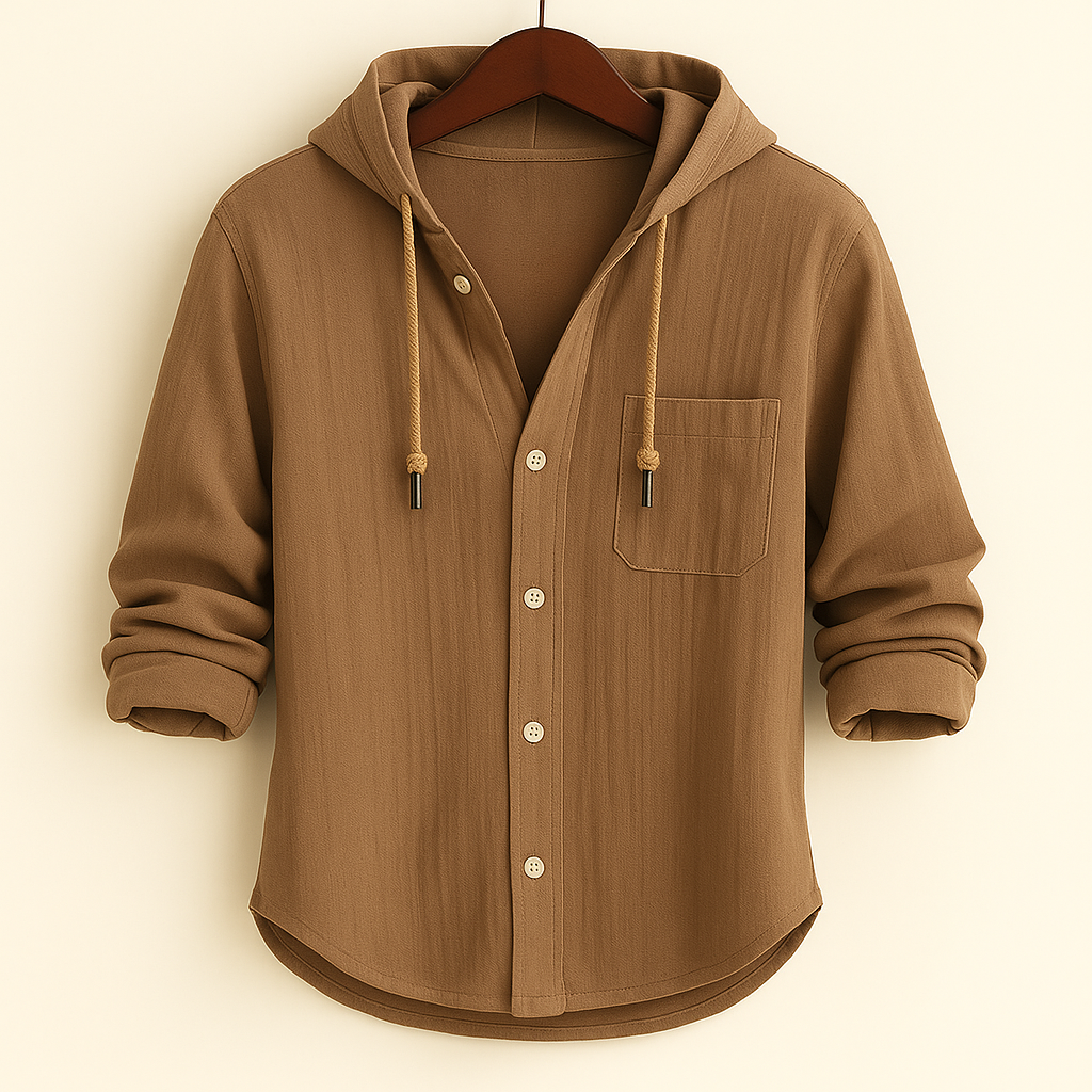 Breathable men's relaxed fit hoodie shirt, ideal for comfortable daily wear and active lifestyles.