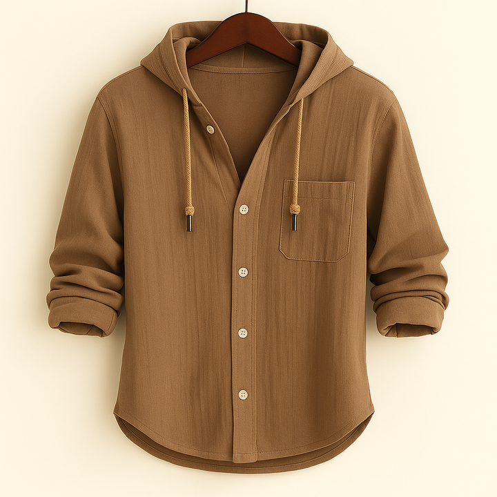 Breathable men's relaxed fit hoodie shirt, ideal for comfortable daily wear and active lifestyles.