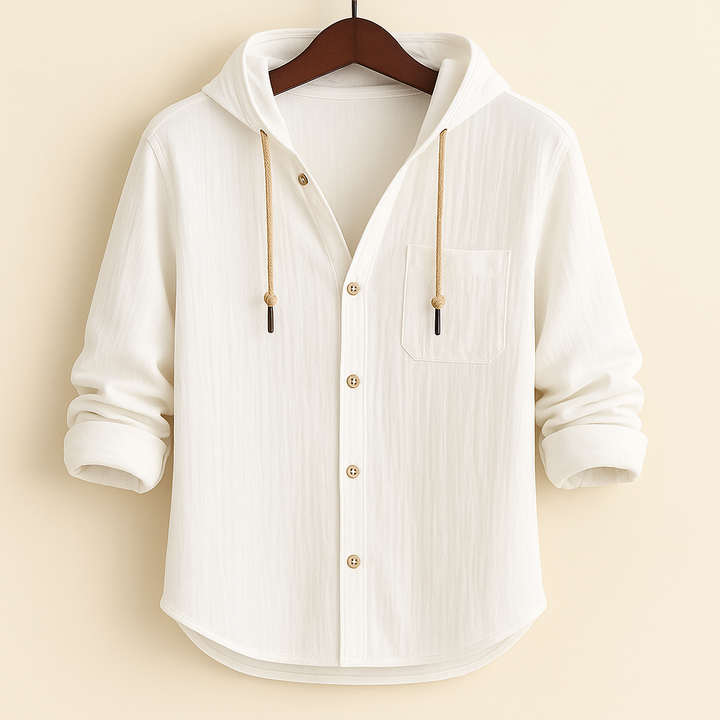 Comfortable men's casual hoodie shirt, a breathable top for relaxed spring & summer fashion.