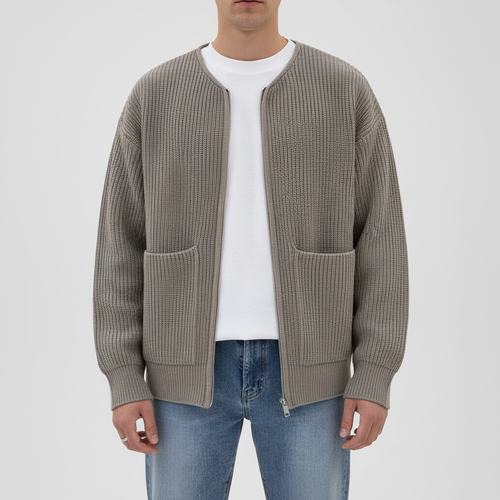 Men's outerwear knit cardigan sweater, ideal for casual layering or winterwear