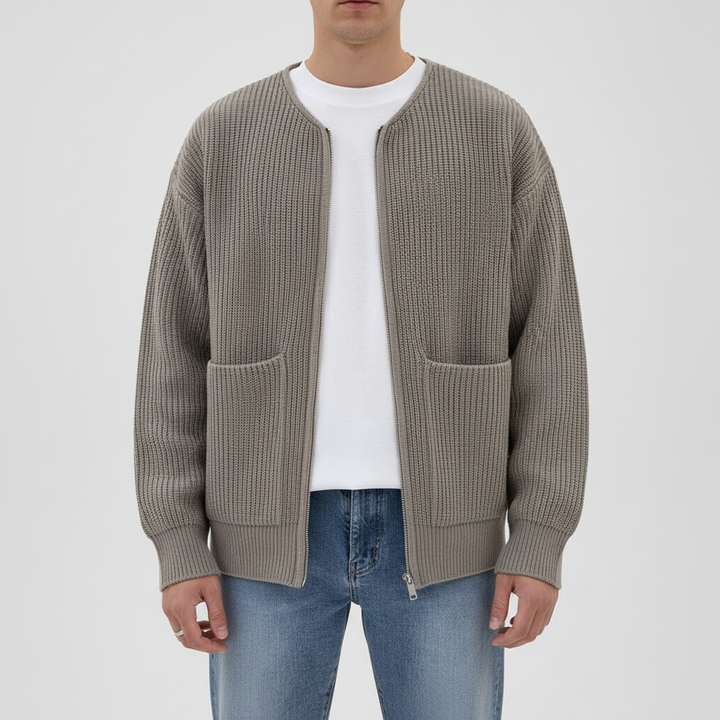 Men's outerwear knit cardigan sweater, ideal for casual layering or winterwear