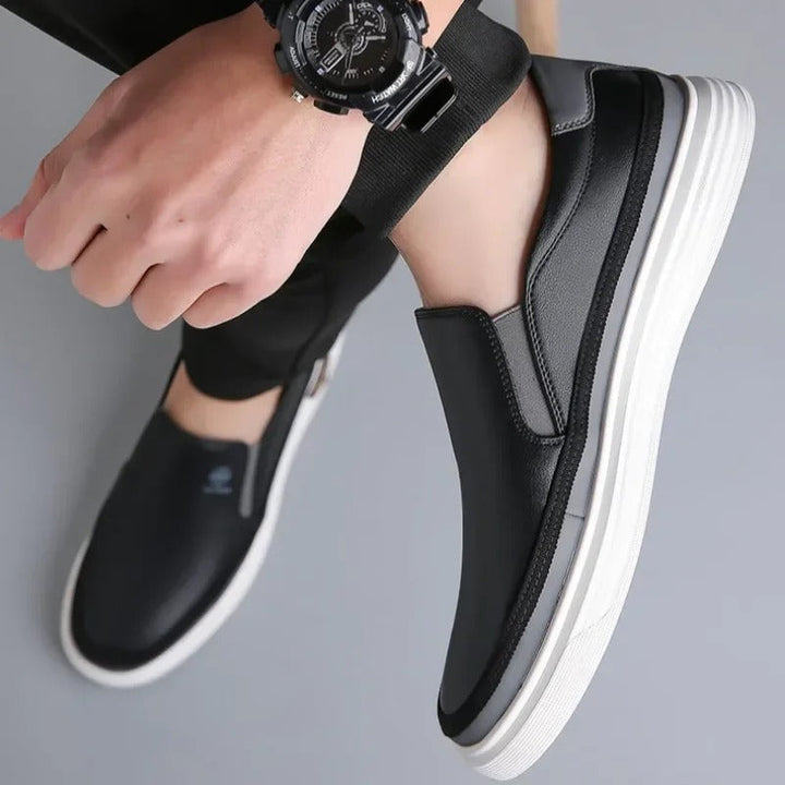 Versatile men's leather slip-on shoes for casual, everyday wear and ultimate comfort.