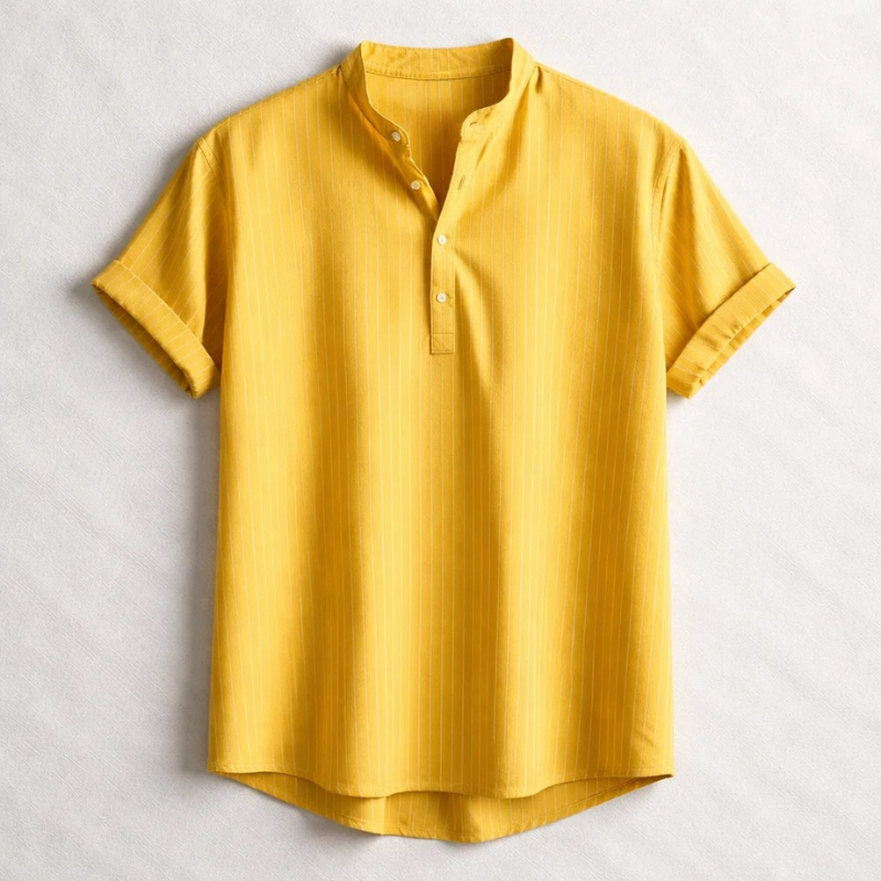 Comfortable men's long sleeve Henley shirt, an essential versatile top for casual everyday wear & spring fashion.