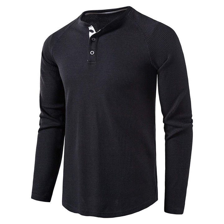 Stylish men's henley shirt with buttons, ideal for casual everyday fashion. Long sleeves & comfortable fit.