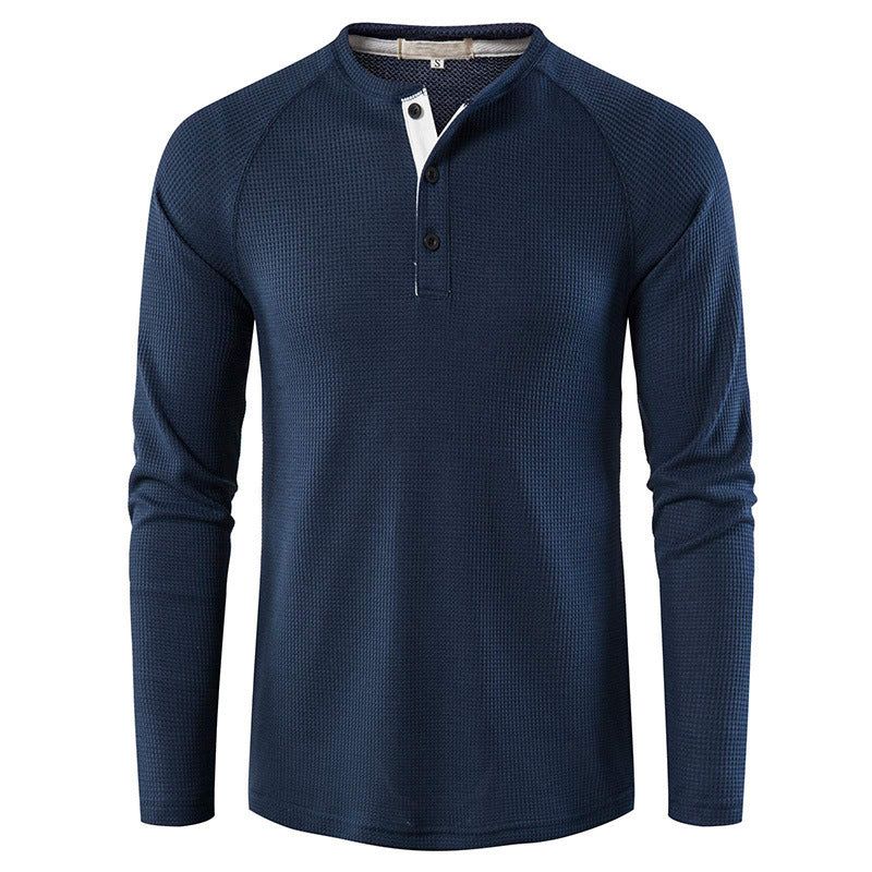 Men's classic long sleeve henley shirt, available in various colors for casual style & everyday fashion.