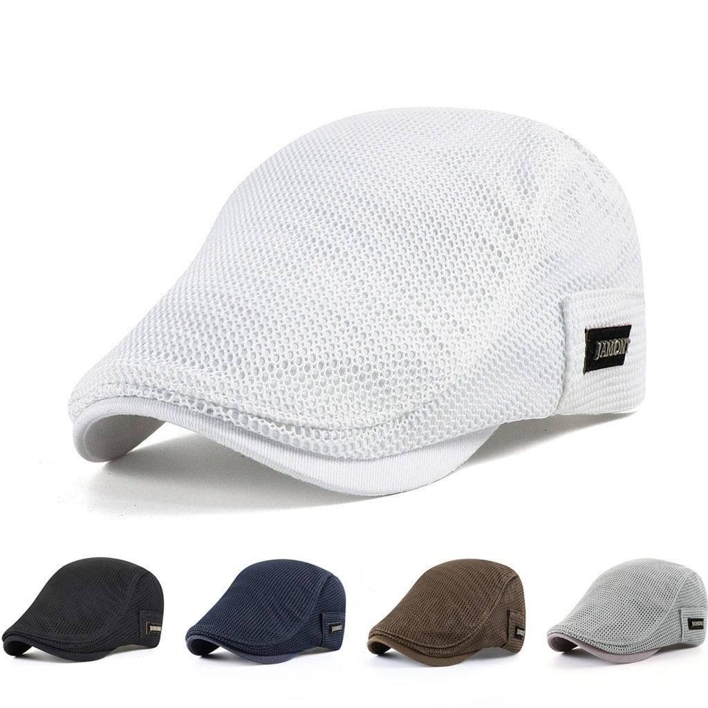 Men's casual mesh beret, a breathable airflow cap for stylish summer headwear.