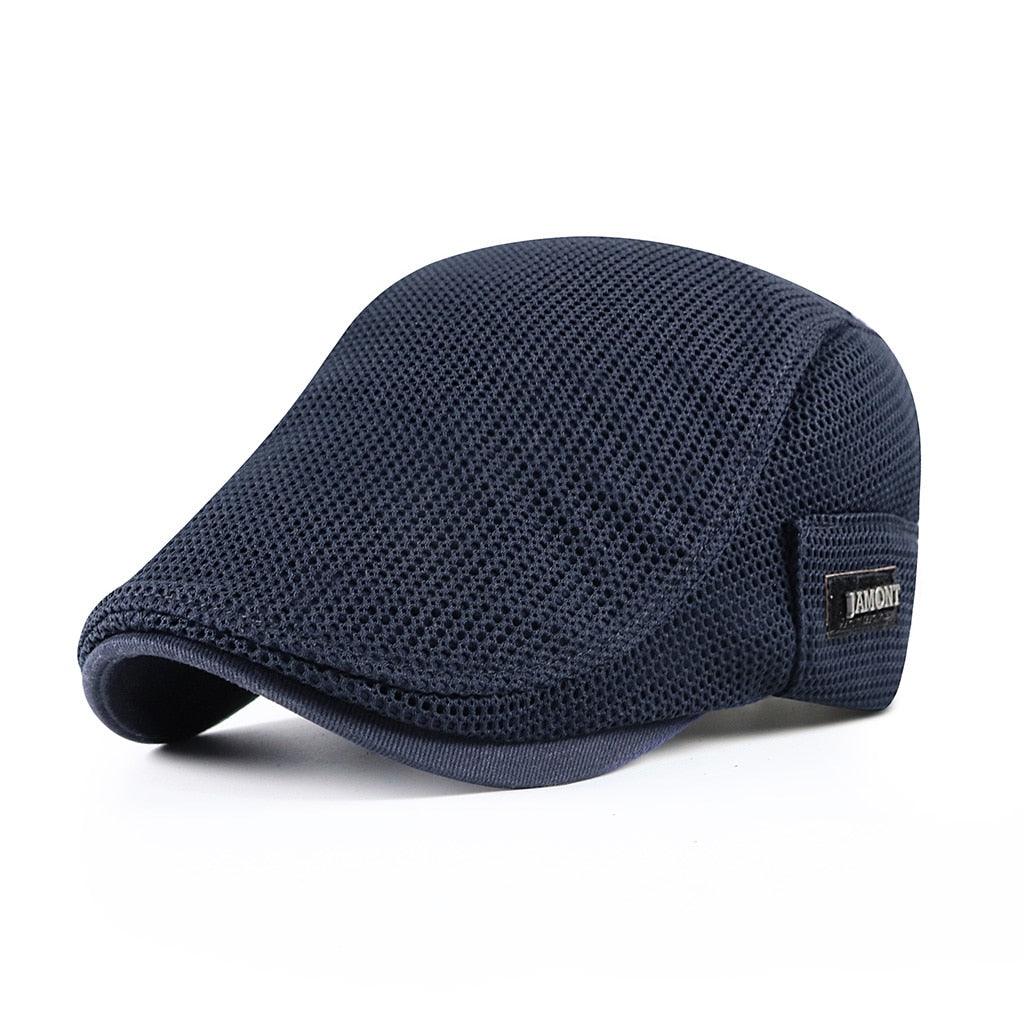 Stylish men's mesh beret, a perfect breathable summer hat for casual outdoor activities.
