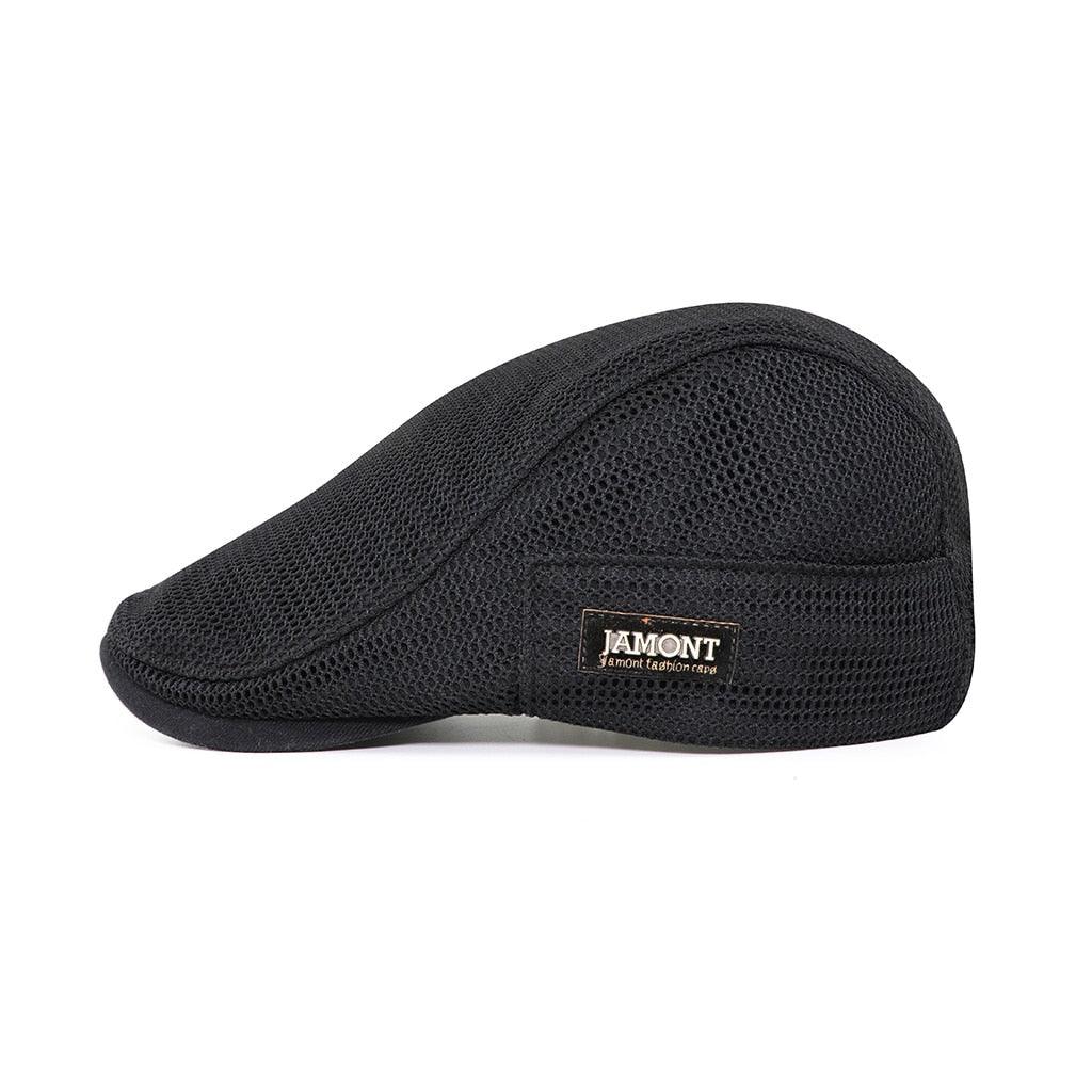 Men's breathable mesh beret cap, lightweight airflow headwear for casual summer comfort.