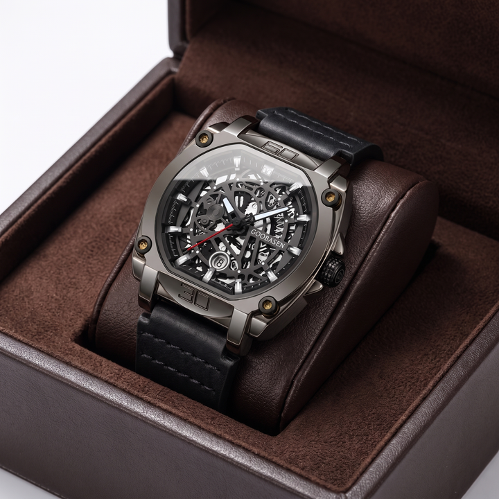 Men's casual quartz watch with a round dial, luminous hands, and date display. Ideal for daily use.