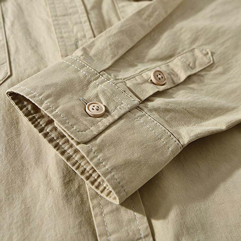 Stylish men's long sleeve button-up shirt, relaxed fit for ultimate casual comfort in spring & summer.