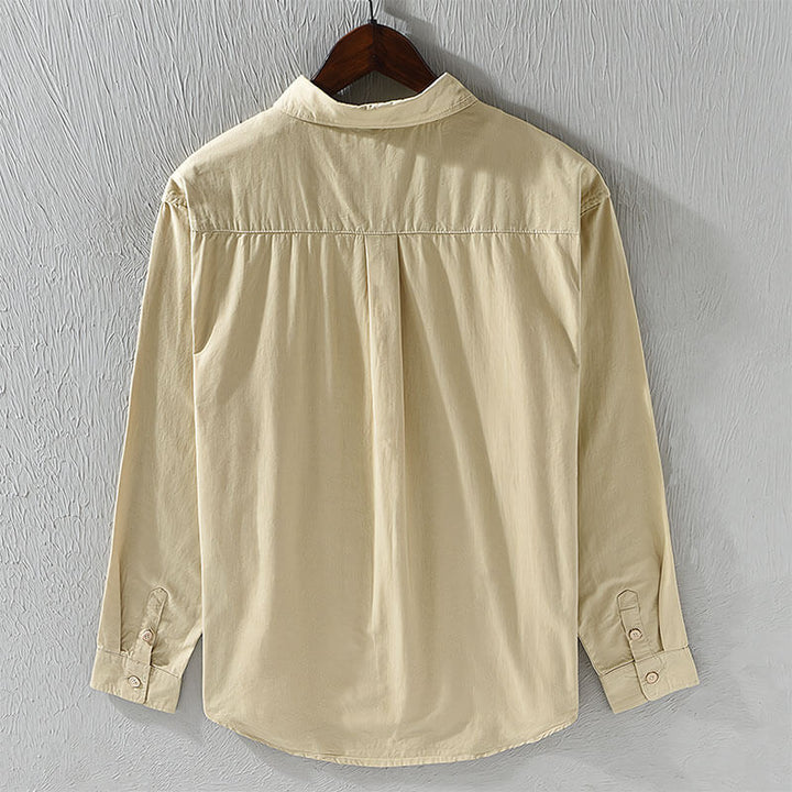 Classic men's casual long sleeve button-up shirt, relaxed fit, stylish for everyday spring & summer.