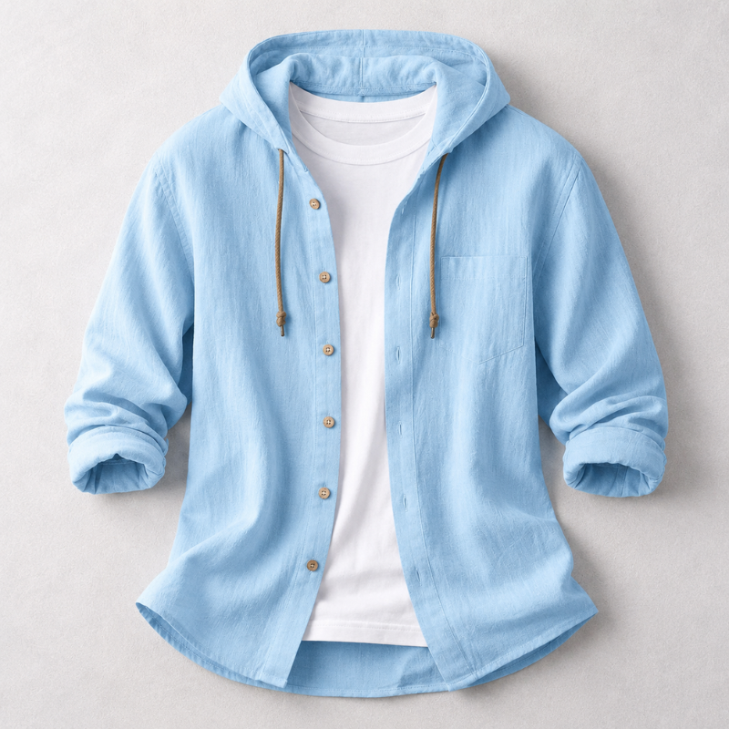 Men's casual relaxed fit hoodie shirt, perfect for everyday comfort and style.