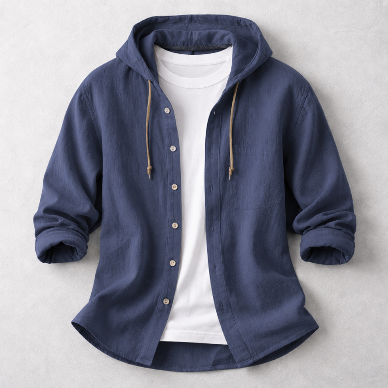 Versatile men's casual pullover hoodie shirt, ideal for layering or everyday wear.
