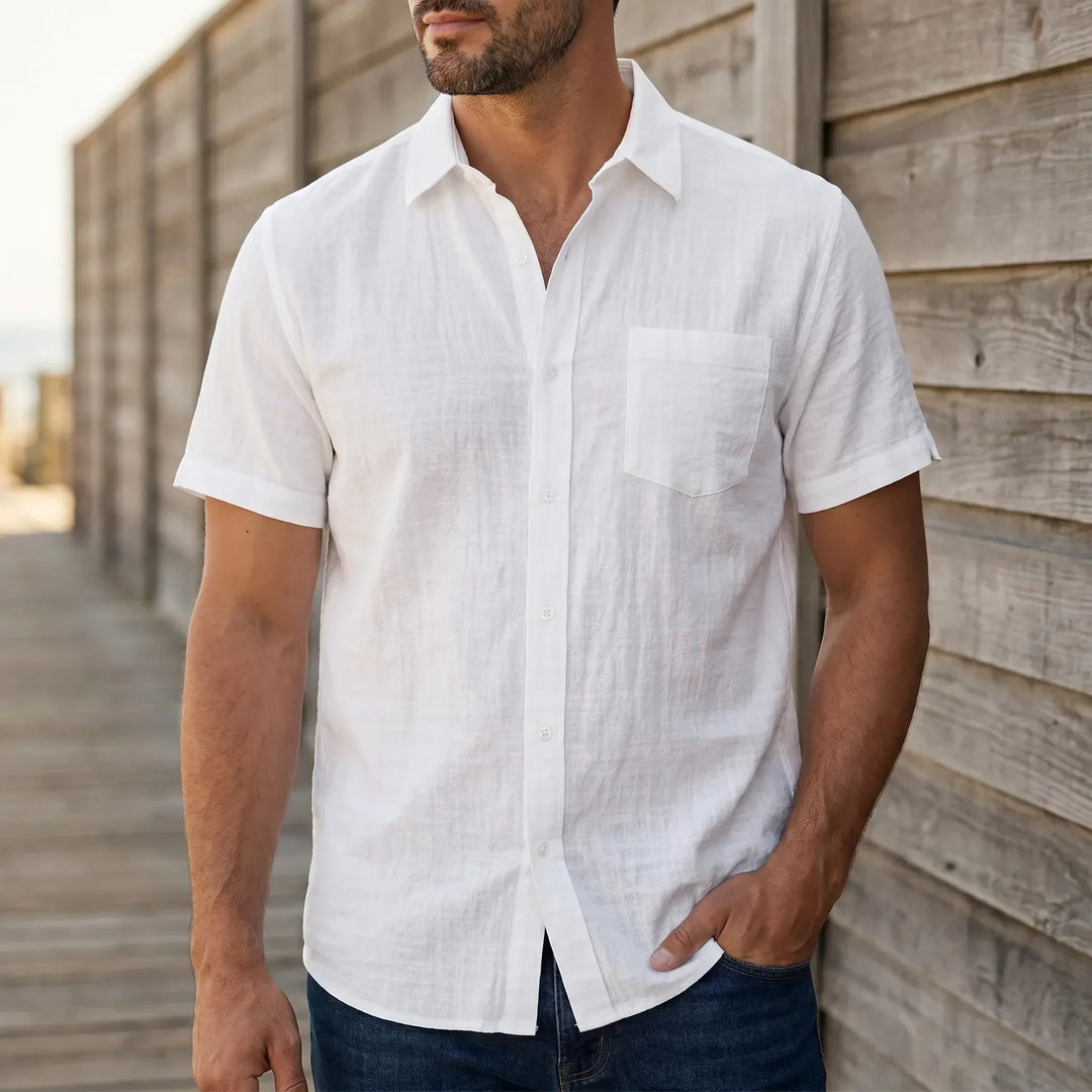 Men's casual short-sleeve button-down summer shirt. Relaxed fit for warm weather and everyday comfort.