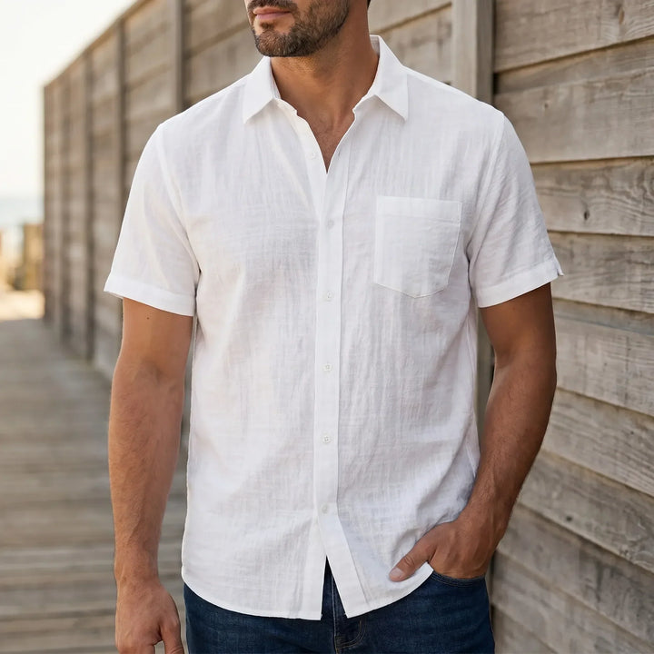 Men's casual short-sleeve button-down summer shirt. Relaxed fit for warm weather and everyday comfort.