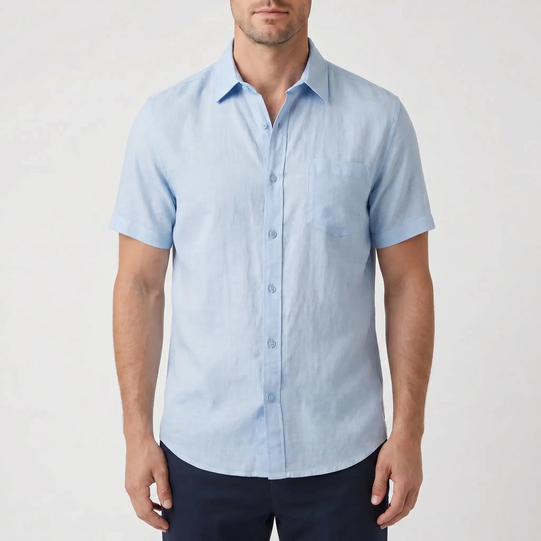 Men's everyday casual short-sleeve summer shirt. Button-down for warm weather comfort & relaxed style.
