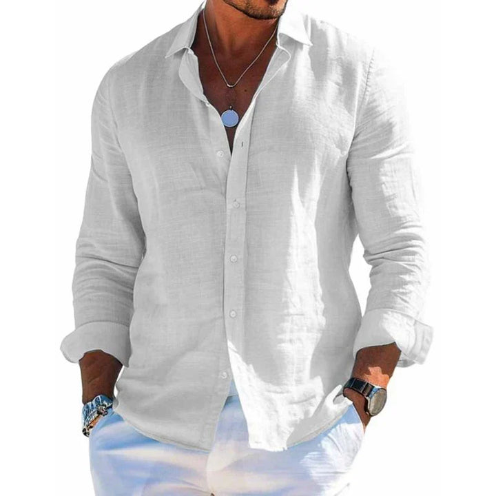 Breathable short-sleeve men's button-up top, versatile for casual wear or beach vacations.