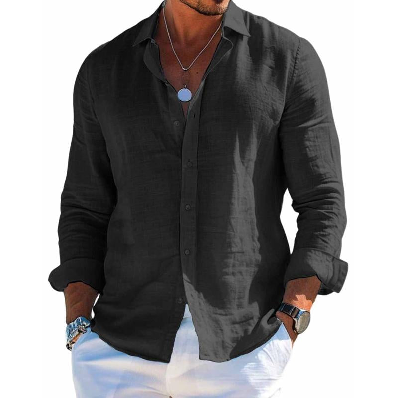 Fashionable men's casual button-up shirt with short sleeves, a comfortable choice for summer apparel.