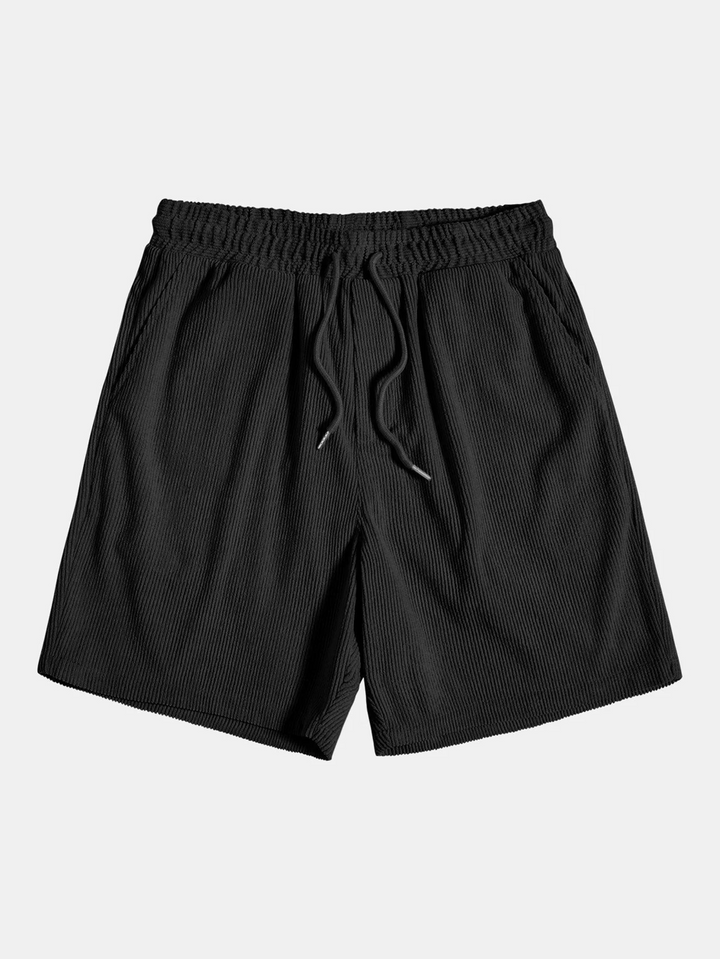 Vibrant men's casual summer set, including a short sleeve top and essential corduroy shorts