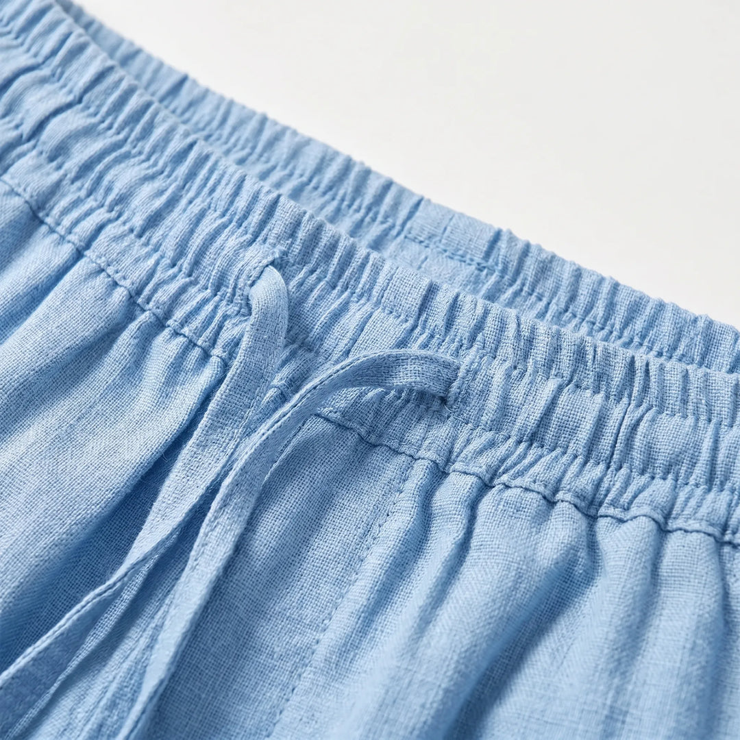 Comfortable men's straight leg pull-on pants with elastic waist. Perfect casual wear for everyday & summer.