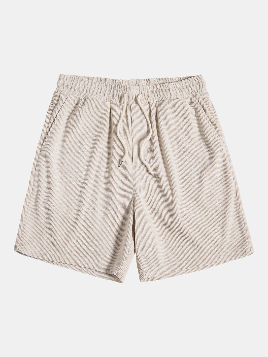Stylish men's casual striped summer set. Polyester shirt and shorts for warm weather fashion.