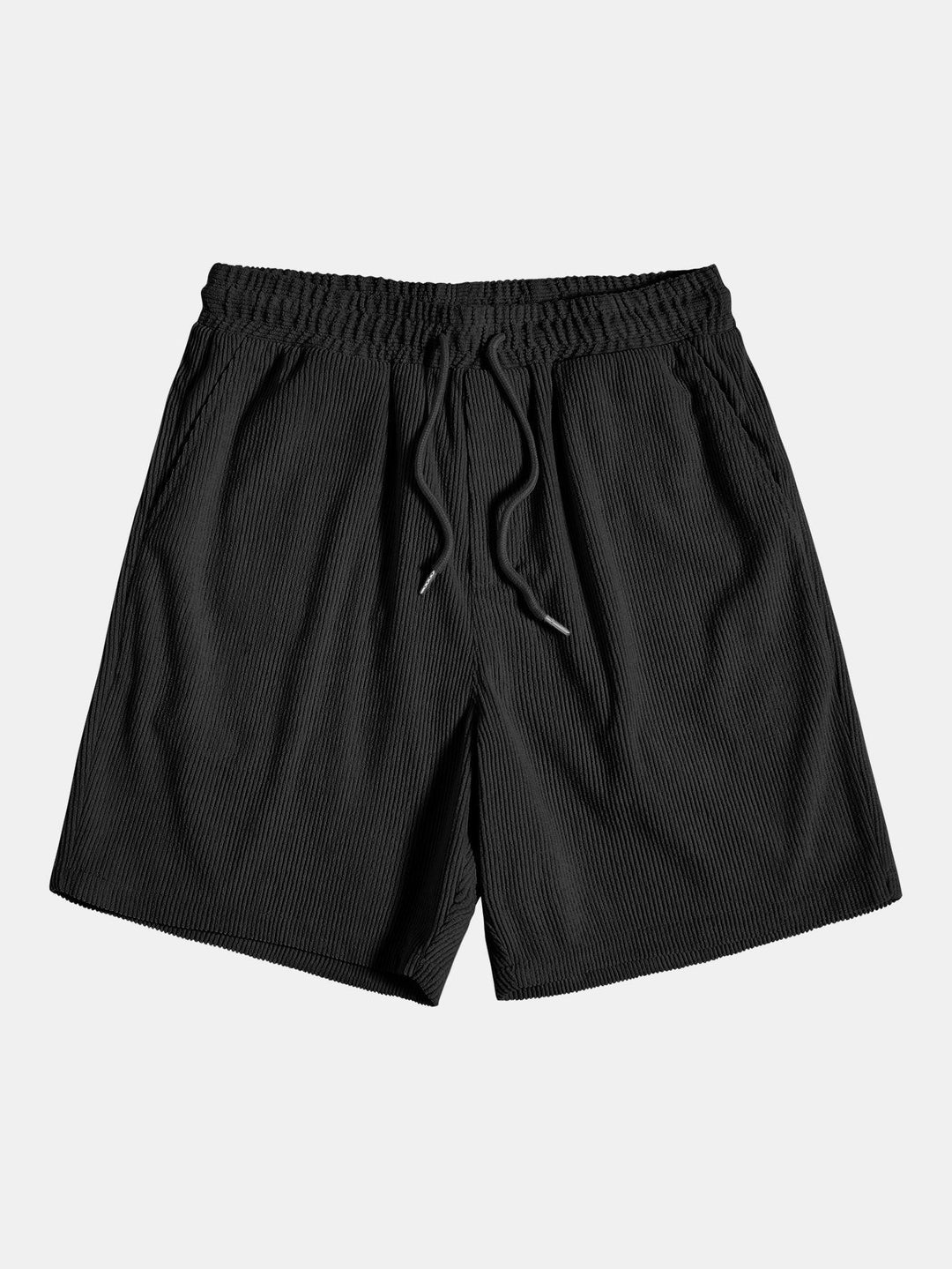 Breathable men's striped summer shirt & shorts set. Polyester casual apparel for warm climates.