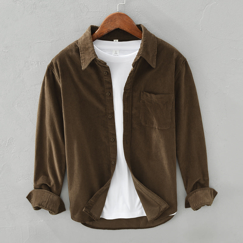 Everyday men's casual textured shirt. This long sleeve button-up has a single chest pocket for convenience.