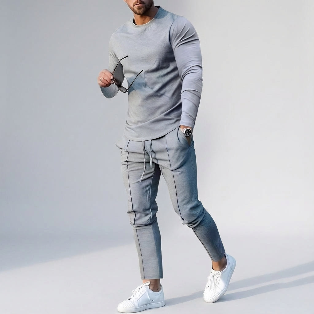 Cotton blend men's jogging set, a slim fit two-piece activewear for an athletic look