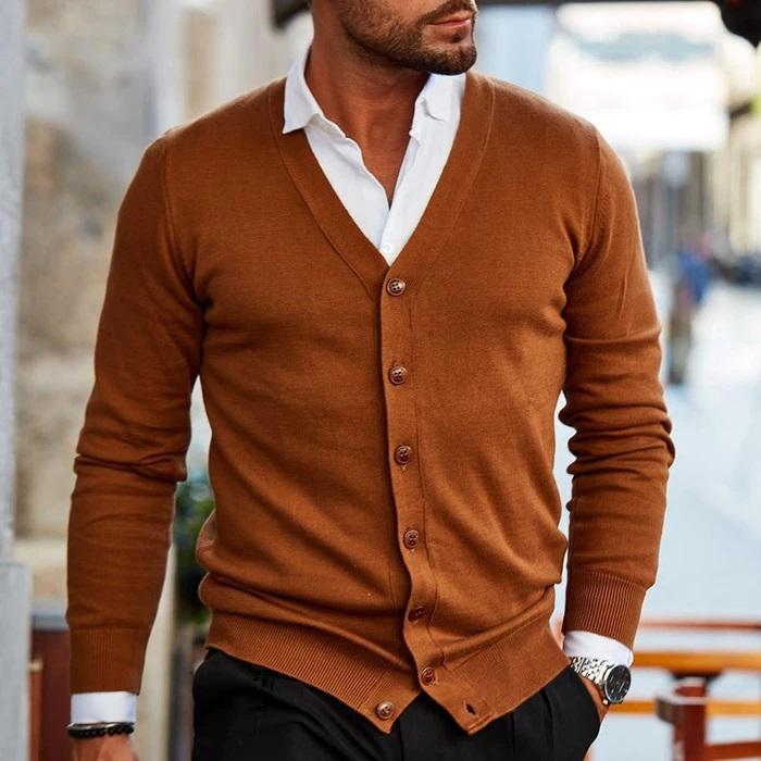 Comfortable men's button vest, a stylish V-neck gilet for everyday casual fashion in gray.
