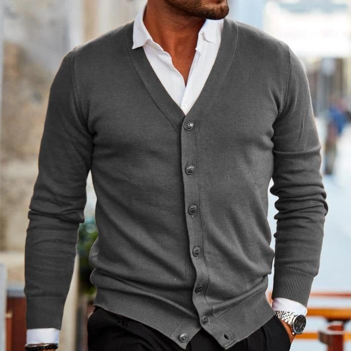 Black men's V-neck gilet, a comfortable & fashionable layering vest for any casual outing.