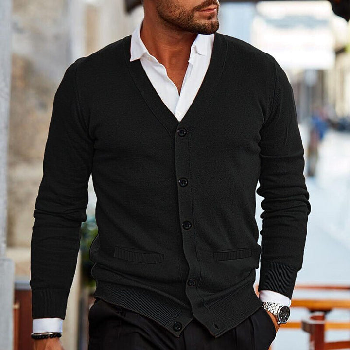 Dark red men's casual V-neck vest, a comfortable sleeveless gilet ideal for stylish layering.