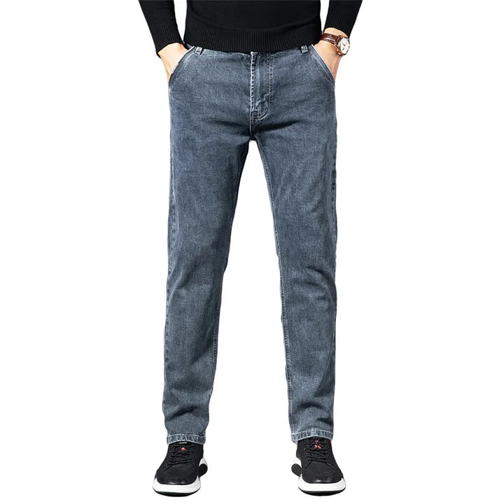 Sleek black men's Cavell tailored fit jeans with subtle stretch, perfect for modern style.