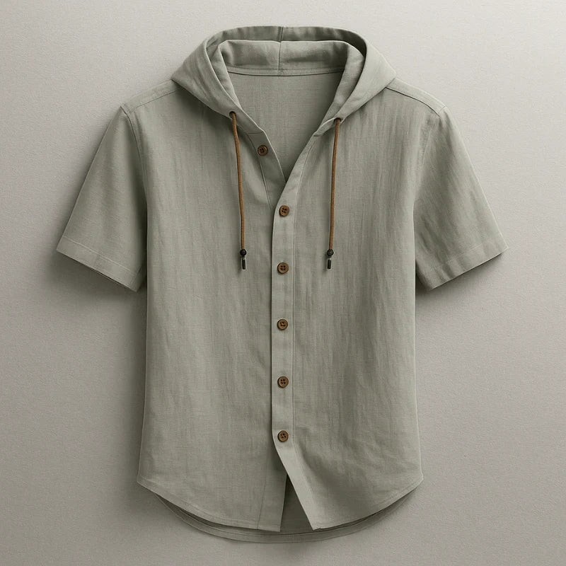 Contemporary men's Cavo short sleeve hooded shirt. Lightweight & stylish, ideal for spring & summer everyday wear.