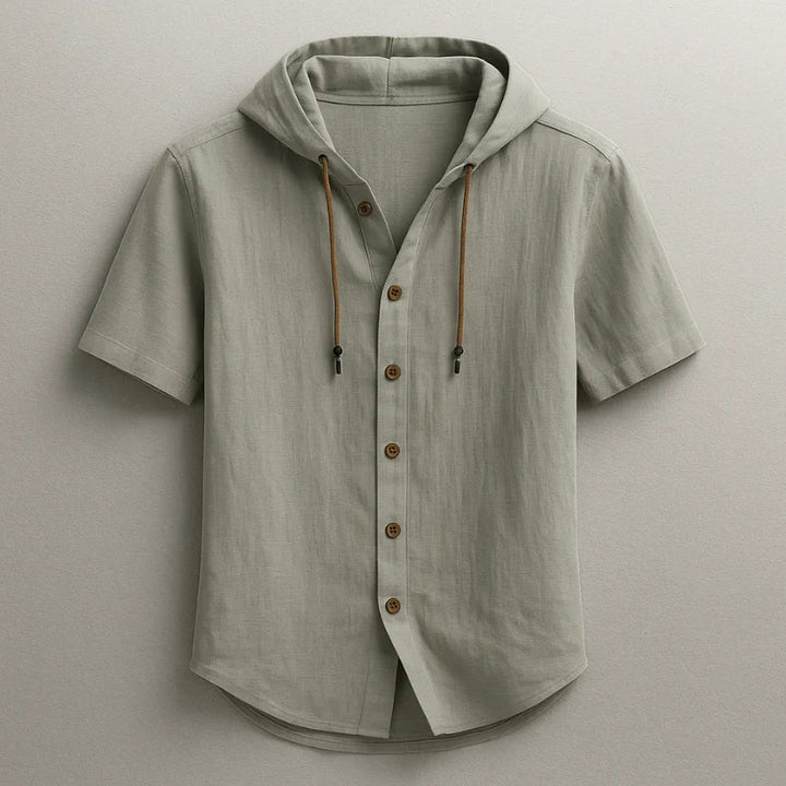 Contemporary men's Cavo short sleeve hooded shirt. Lightweight & stylish, ideal for spring & summer everyday wear.