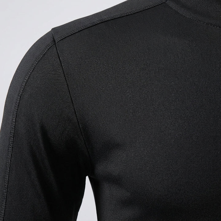 Close-up of quick-dry fabric on men's Chad athletic sportswear