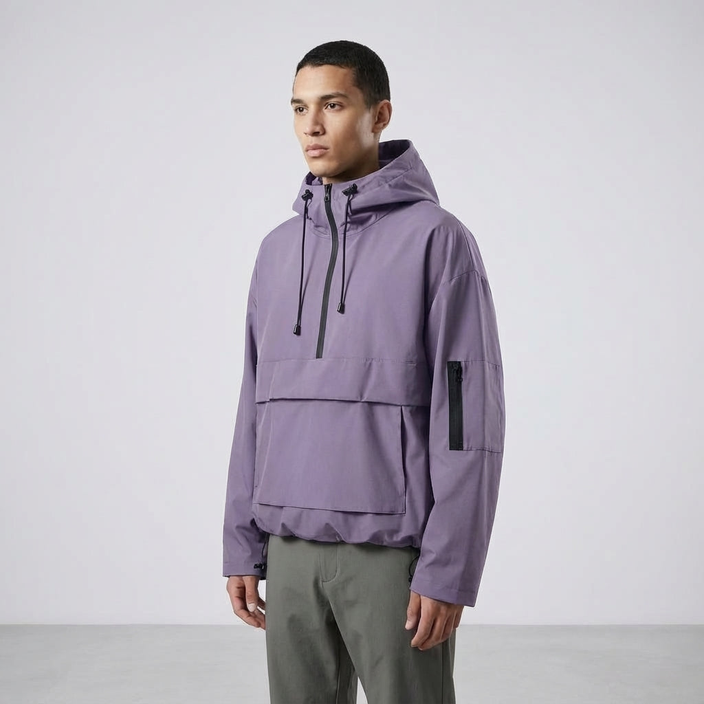 Versatile men's anorak outdoor gear, black, designed for comfort and function