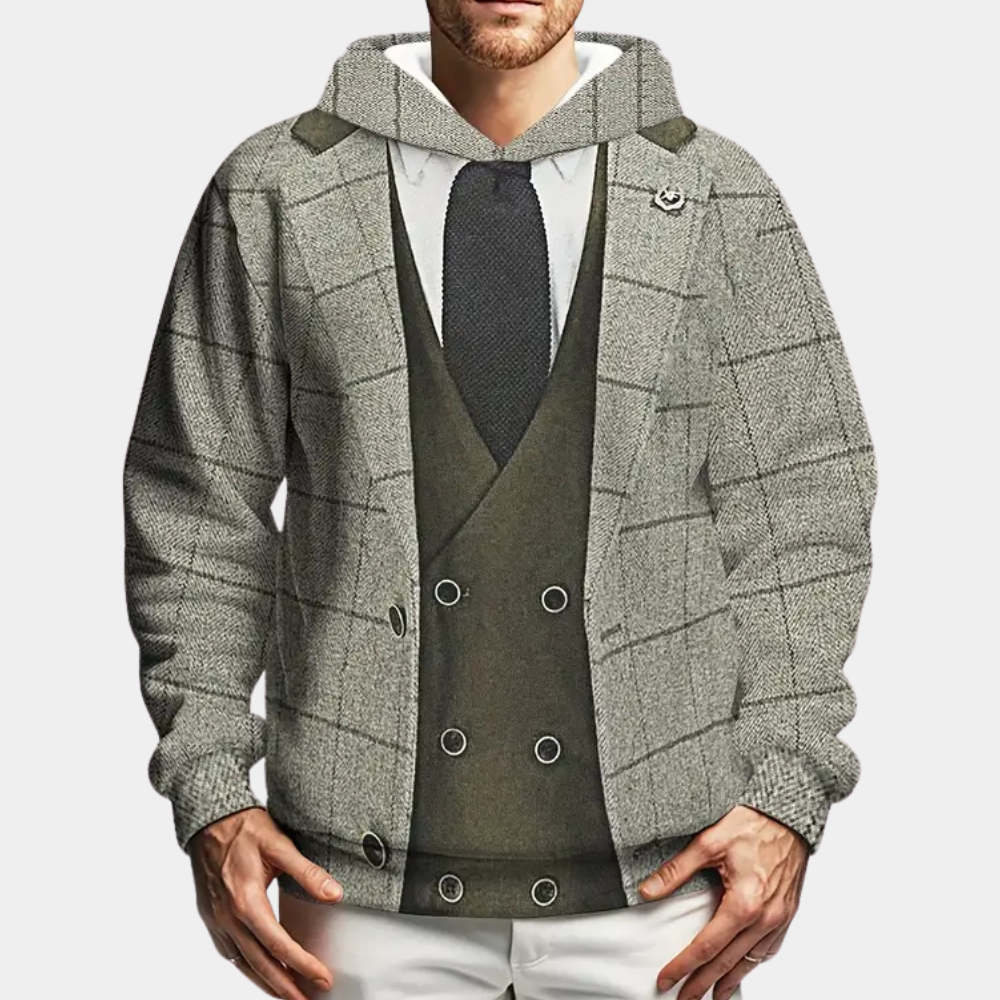 Men's check pattern hoodie, Lucian style. Comfortable & versatile casual pullover, perfect for modern fashion.