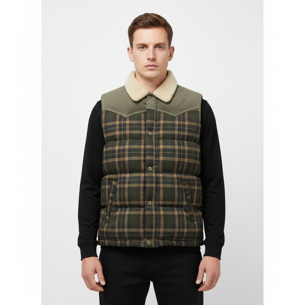 Alexander men's warm checkered vest, insulated, perfect for autumn casual outerwear