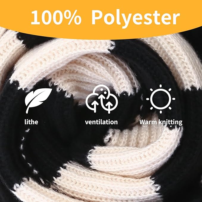 Folded warm chunky knitted striped scarf for men, a versatile winter accessory and gift