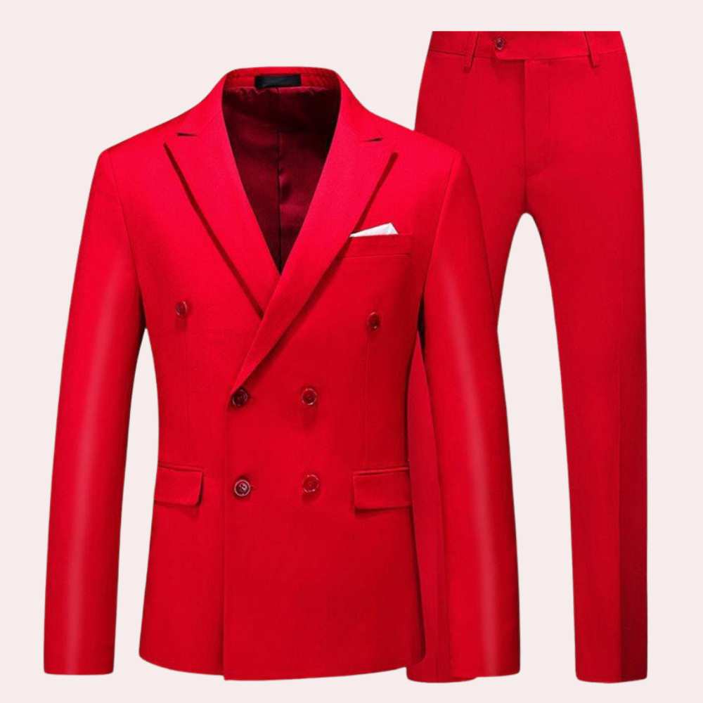 Man wearing a classic Vincent 2-piece suit, showcasing sophisticated menswear and timeless fashion style.