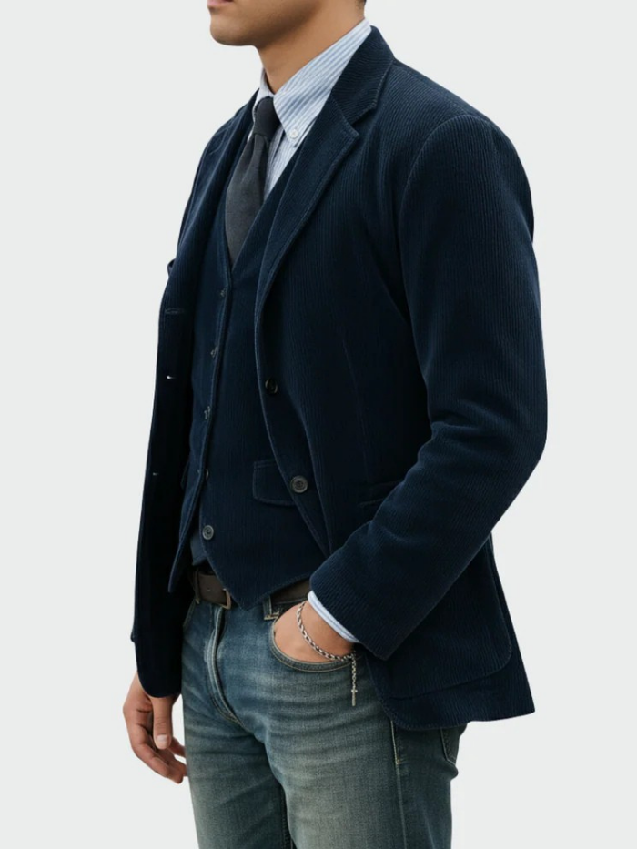 Versatile men's 2-piece suit, a classic blazer and vest set perfect for business attire or formal occasions.