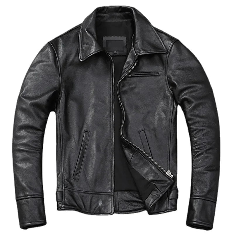 Rugged men's brown jacket, perfect all-season outerwear with timeless style & enduring comfort.