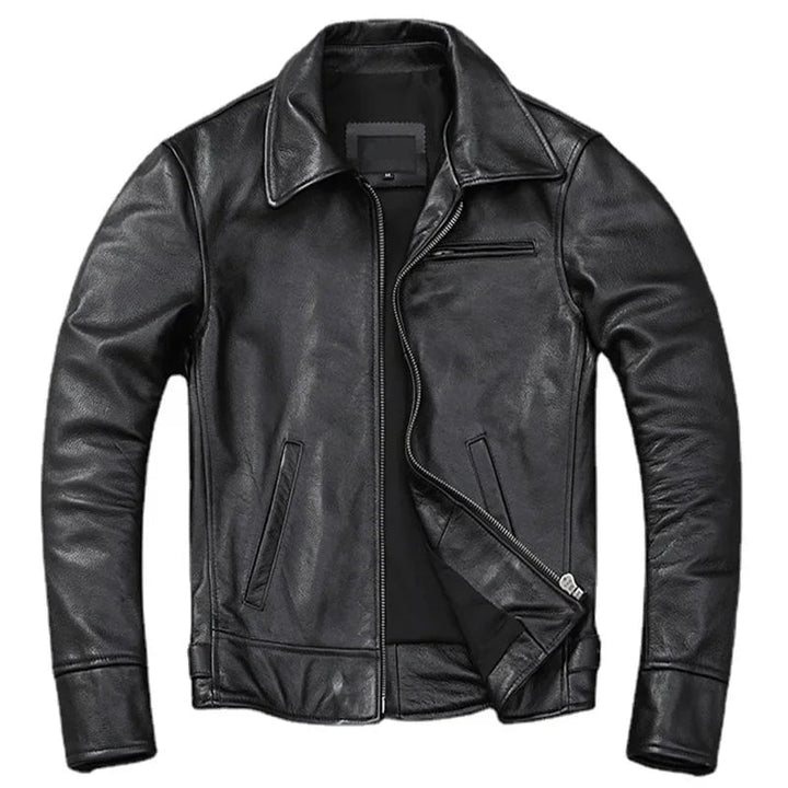 Rugged men's brown jacket, perfect all-season outerwear with timeless style & enduring comfort.
