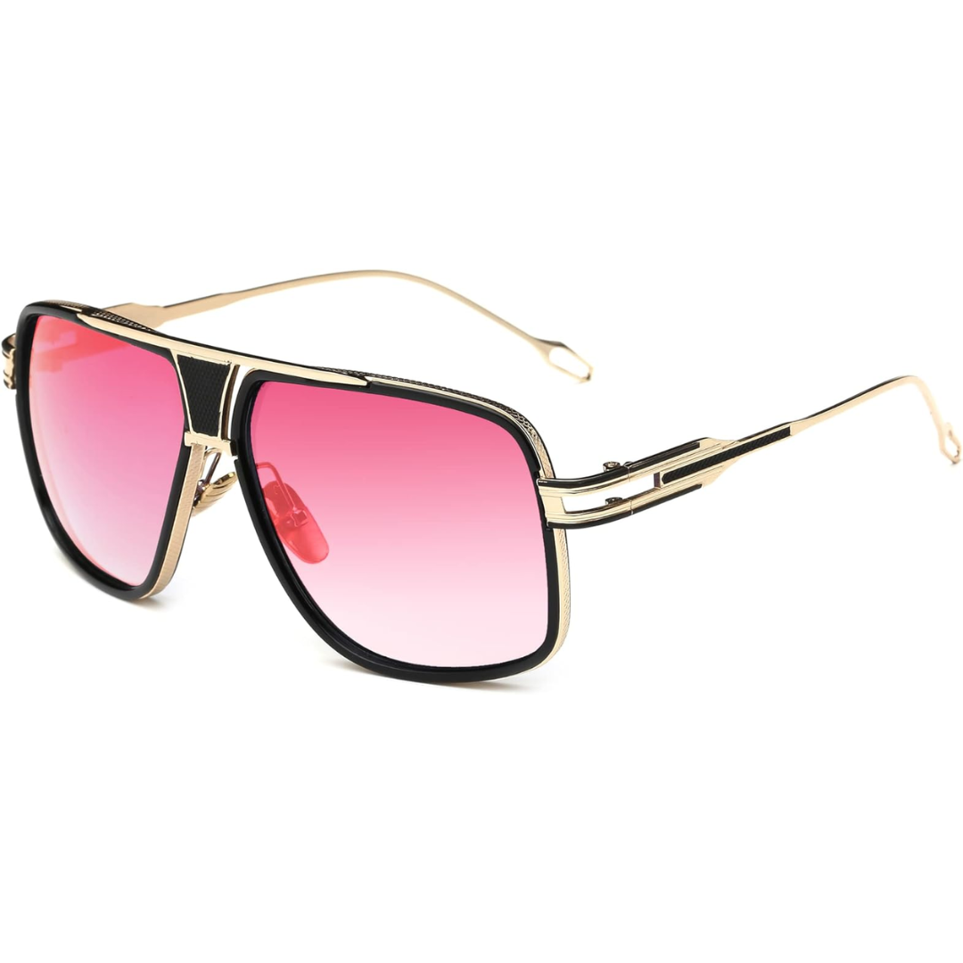 Close-up of Jimmy classic aviator sunglasses for men, highlighting lens quality