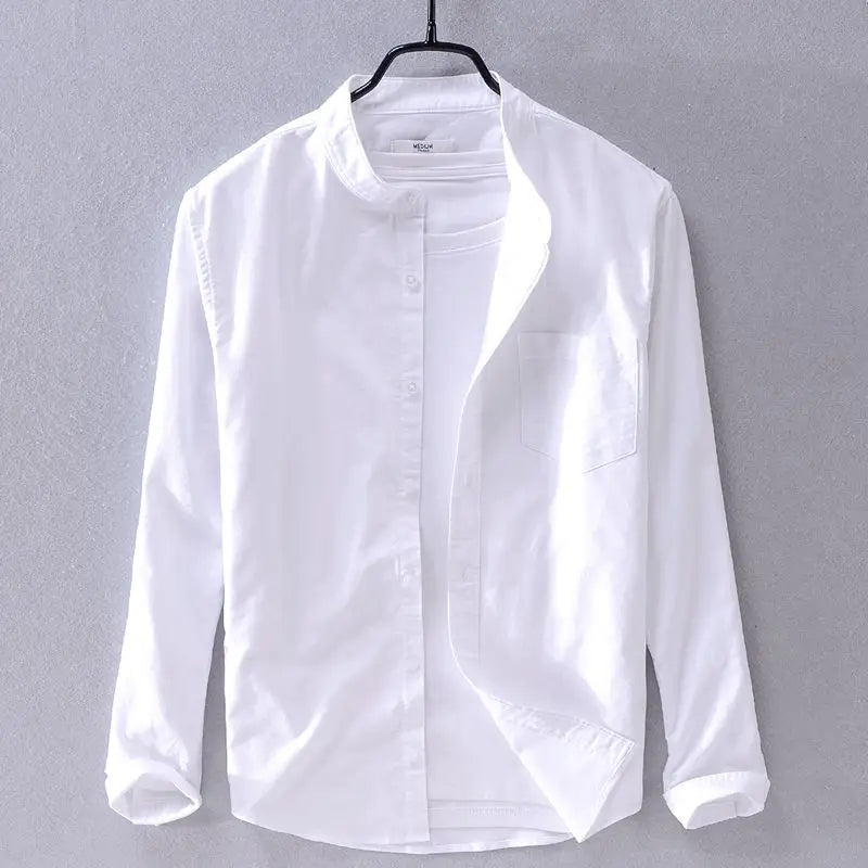Men's classic band shirt, relaxed fit, short sleeve. Perfect for casual summer style.