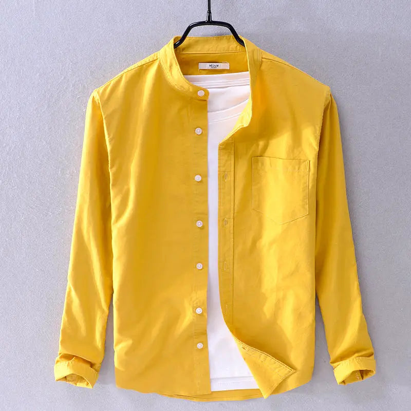 Comfortable men's classic band shirt, relaxed fit. Ideal for everyday casual wear & versatile style.